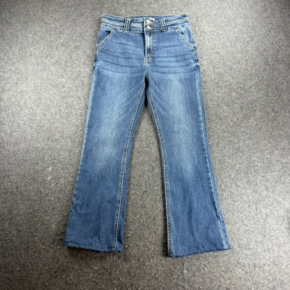 KanCan‎ High Rise Flare Jeans Womens 28x26  Blue Denim Stretch Bootcut *ALTERED